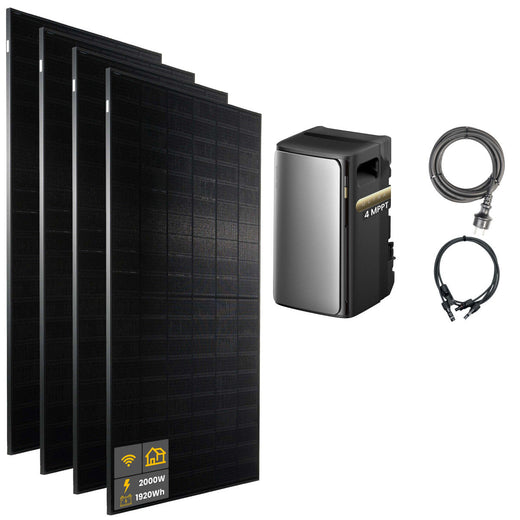 2000 W EcoFlow STREAM Ultra Balcony Power Plant | Set with microinverter and 4x 500 W DAH bifacial solar modules without mounting brackets and 1.92 kWh storage