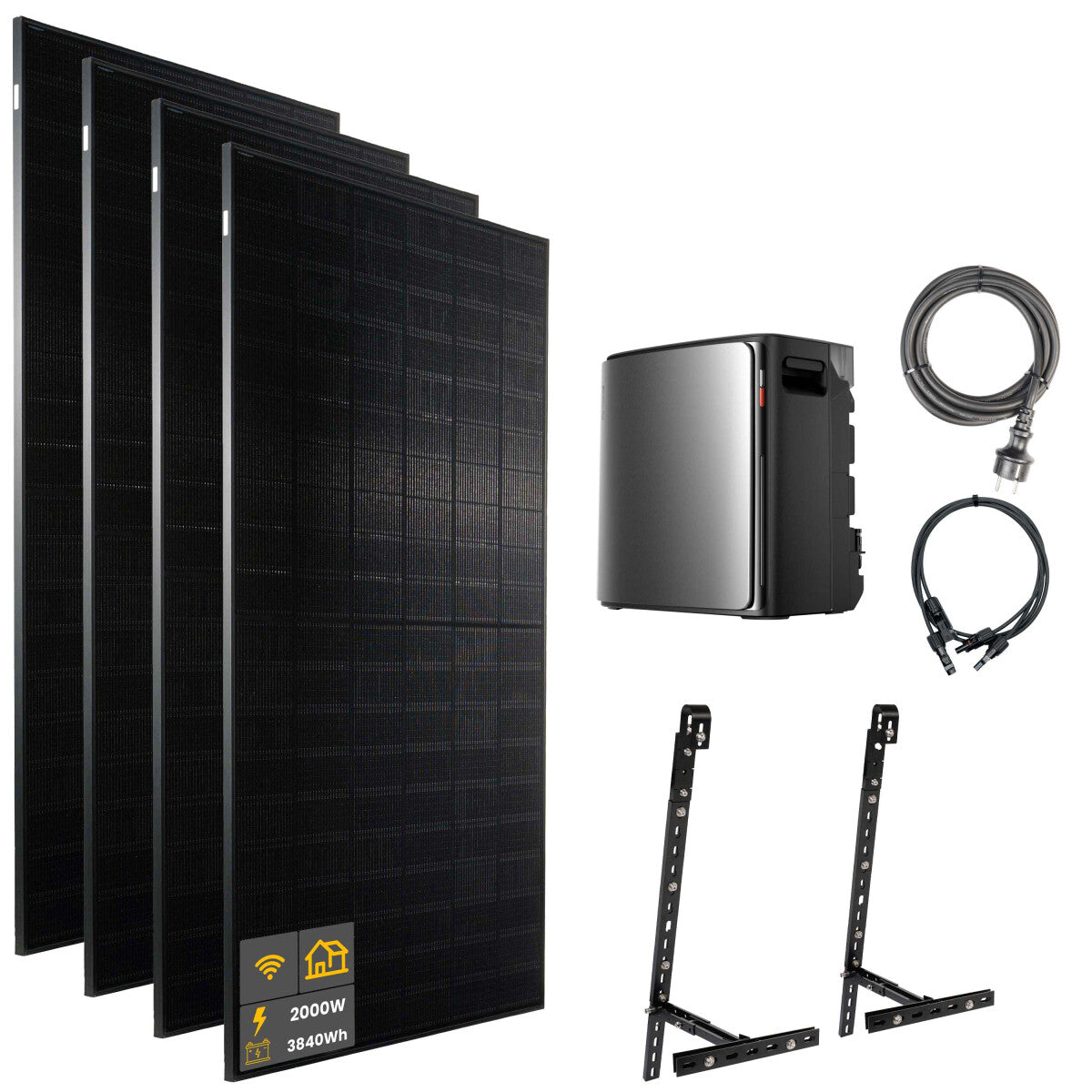2000 W EcoFlow STREAM Ultra X Balkonkraftwerk | Set mit Mikrowechselrichter und 4x 500 W DAH bifacial Solarmodul mit Gitterbalkon Halterung und 3,84 kWh Speicher