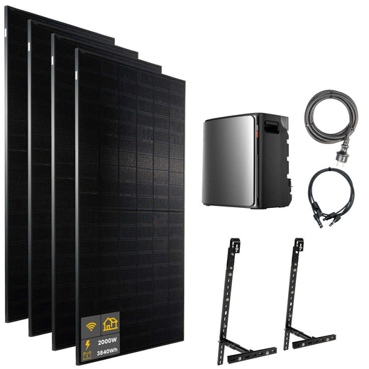 2000 W EcoFlow STREAM Ultra X Balkonkraftwerk | Set mit Mikrowechselrichter und 4x 500 W DAH bifacial Solarmodul mit Gitterbalkon Halterung und 3,84 kWh Speicher