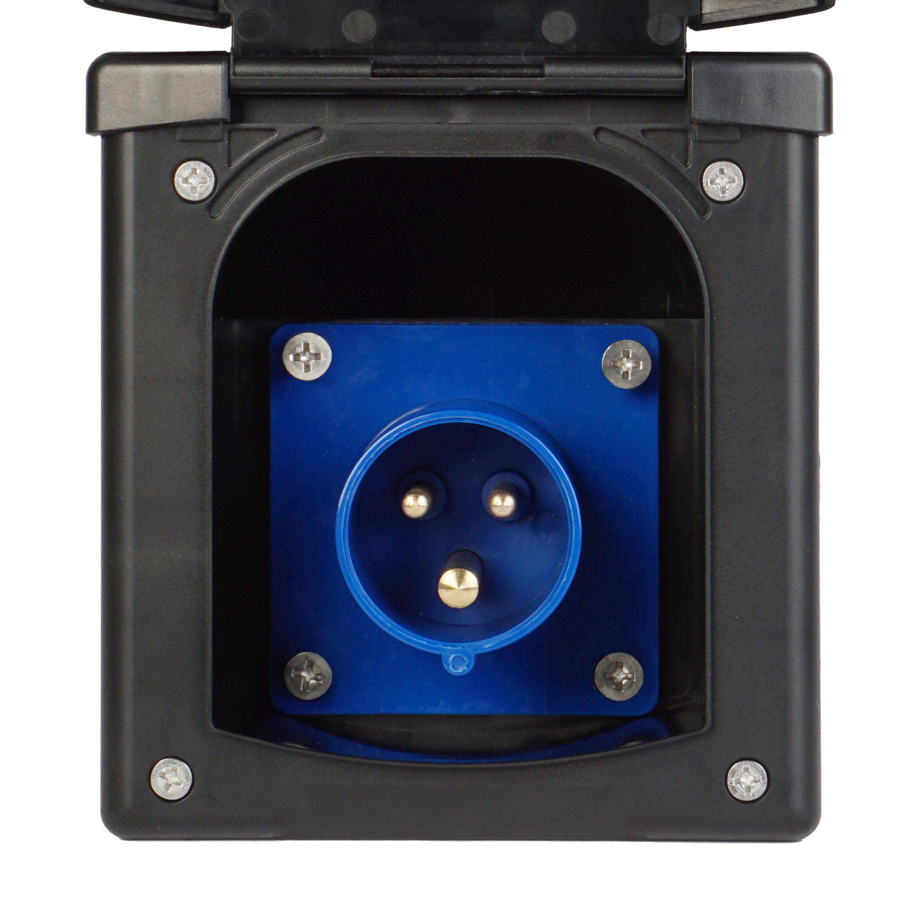 WATTSTUNDE® CEE flush-mounted socket, black with magnetic cover, 16A