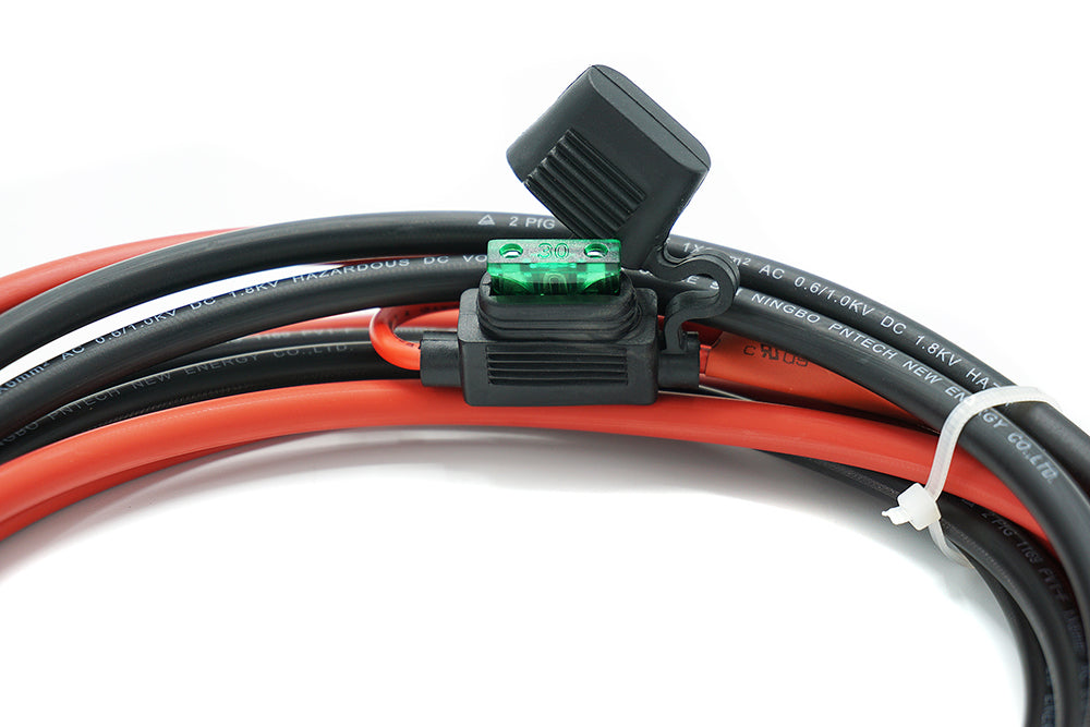 WATTSTUNDE® fuse cable (with 30 A fuse) 2 x 6 mm² M8/ferrule 1.5 m red/black