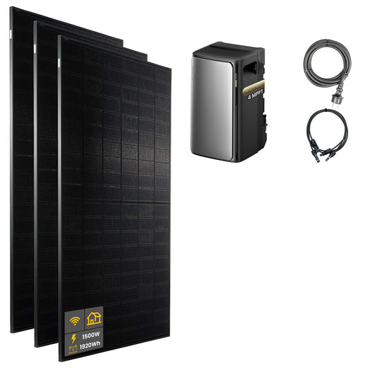 1500 W EcoFlow STREAM Ultra Balkonkraftwerk | Set mit Mikrowechselrichter und 3x 500 W DAH bifacial Solarmodul ohne Halterung und 1,92 kWh Speicher