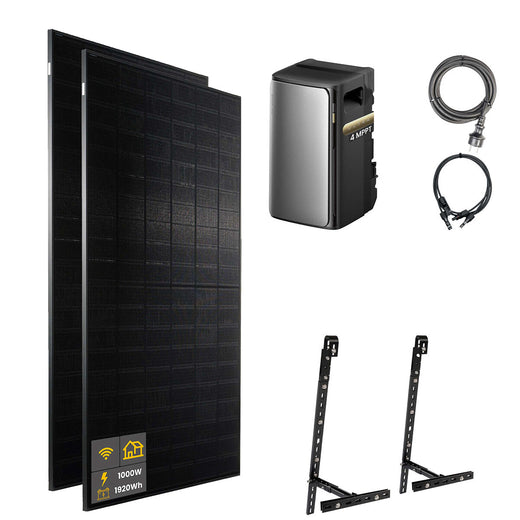 1000 W EcoFlow STREAM Ultra Balkonkraftwerk | Set mit Mikrowechselrichter und 2x 500 W DAH bifacial Solarmodul mit Gitterbalkon Halterung und 1,92 kWh Speicher
