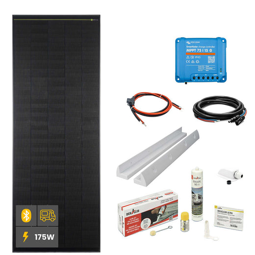 175 W SOLA Frame Black Motorhome Complete Set White