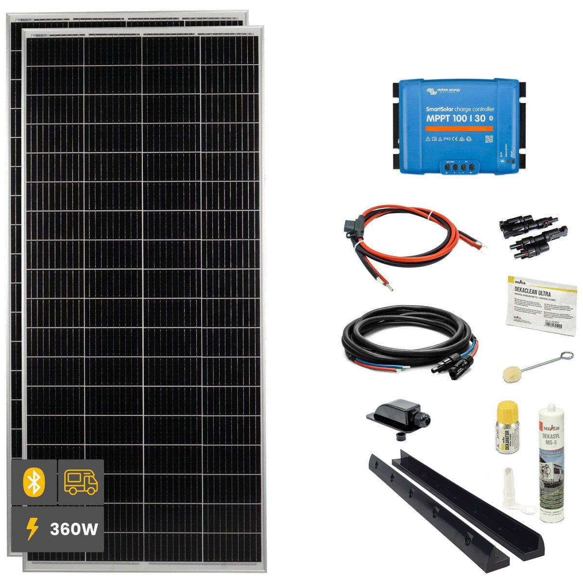 360W SOLA Frame Mono HV Motorhome Complete Set Black
