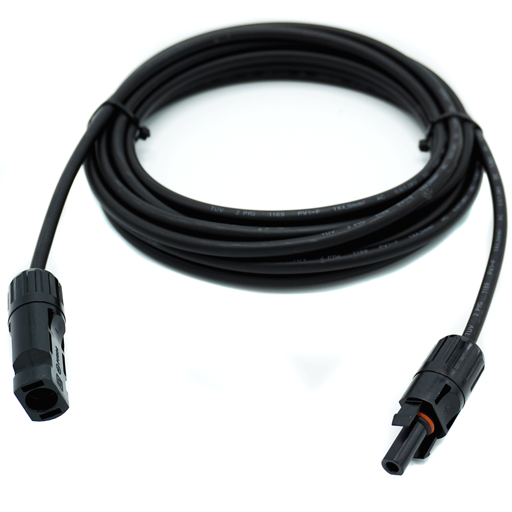 WATTSTUNDE® Solar Extension Cable 2x6 mm² Type-MC4/Type-MC4 2 m black