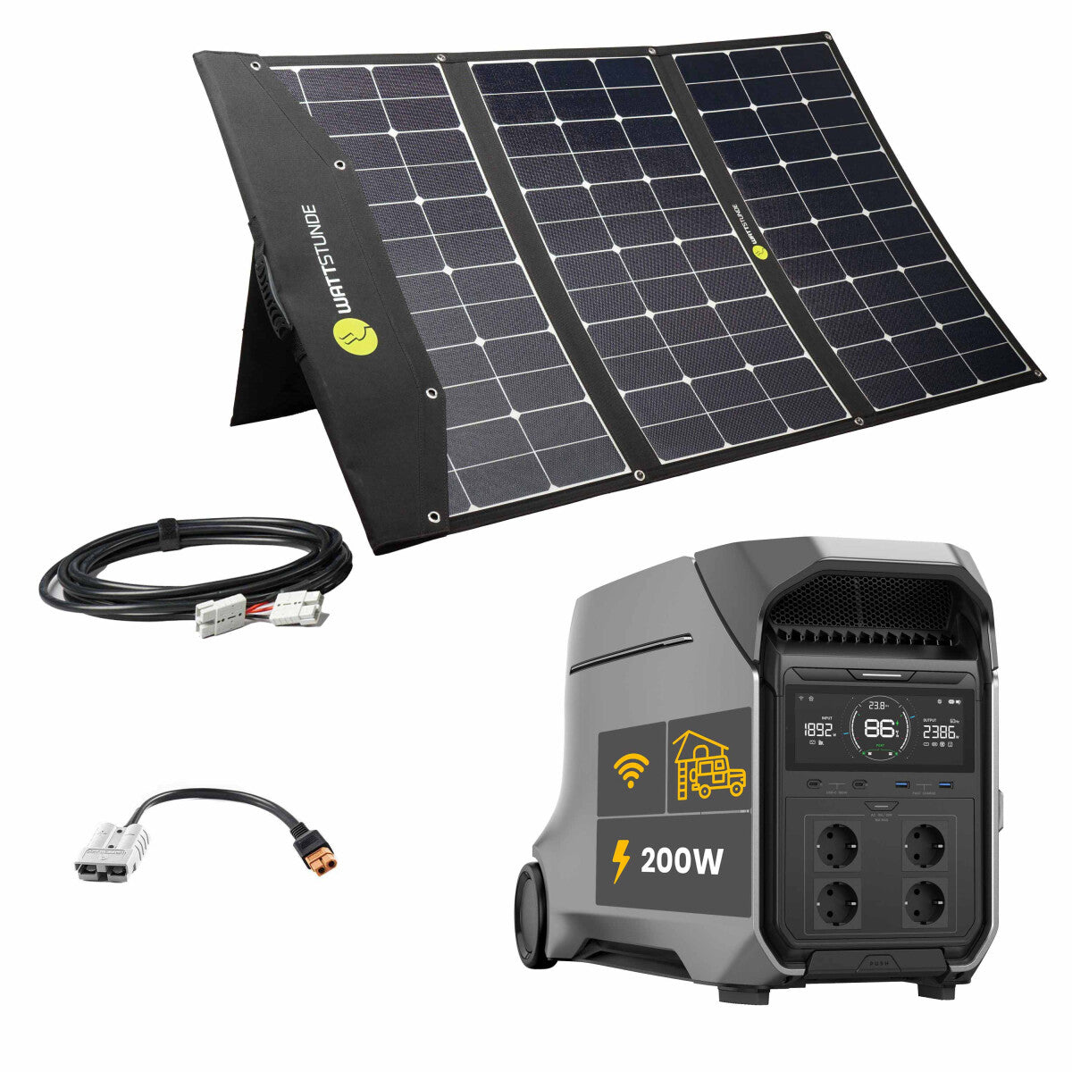 EcoFlow DELTA PRO 3 Powerstation Bundle with WATTHUNDE SOLA Ease 200 W SunFolder