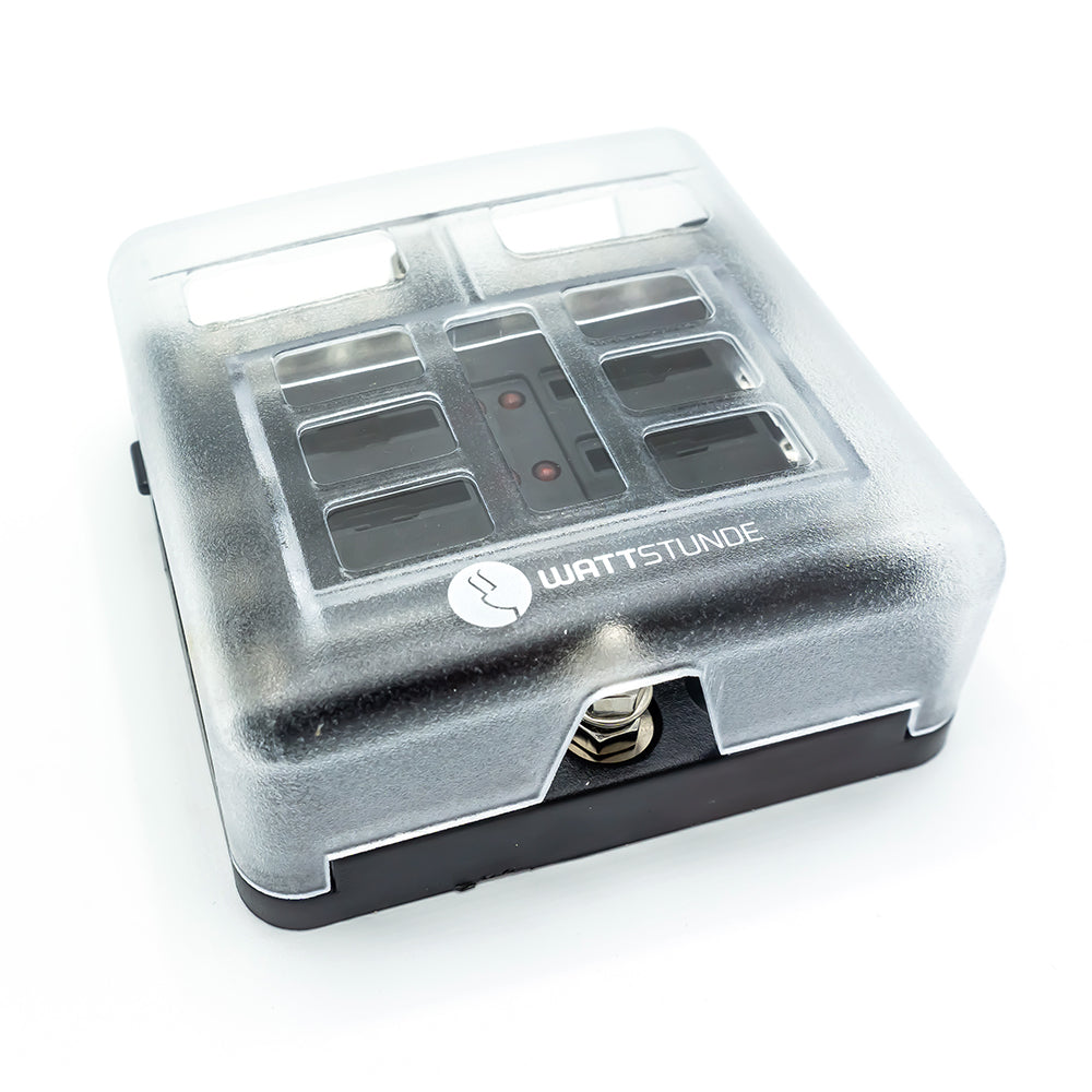 WATTSTUNDE® Plus Distributor 6 with 2 x 5 A, 10 A, 15 A, 20 A blade fuses each