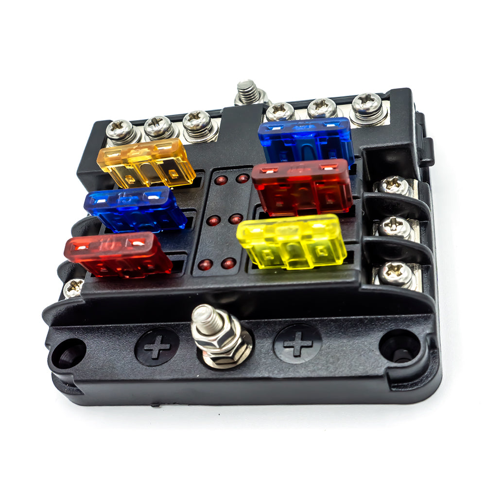 WATTSTUNDE® Plus Distributor 6 with 2 x 5 A, 10 A, 15 A, 20 A blade fuses each
