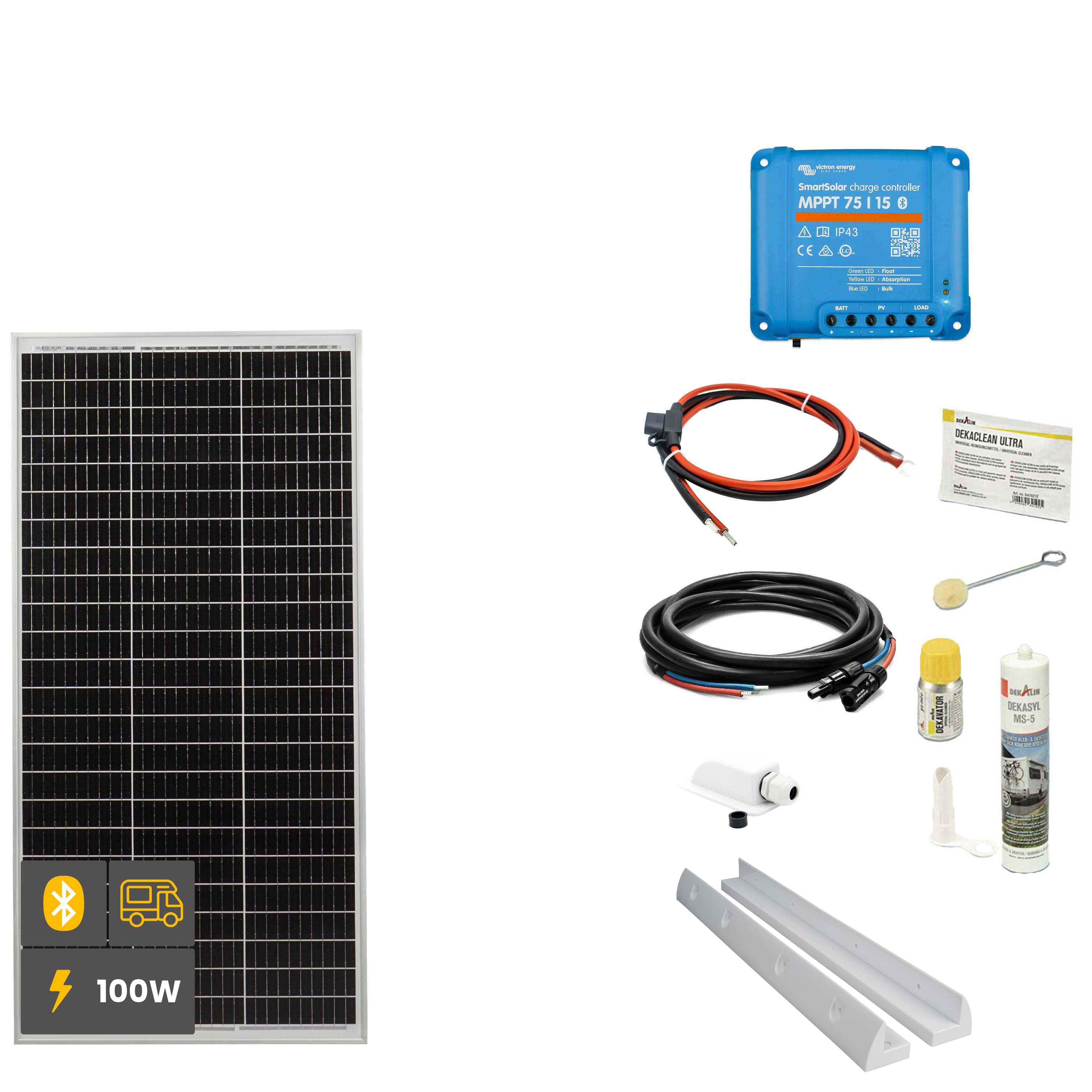 100W SOLA Frame Mono Motorhome Complete Set White