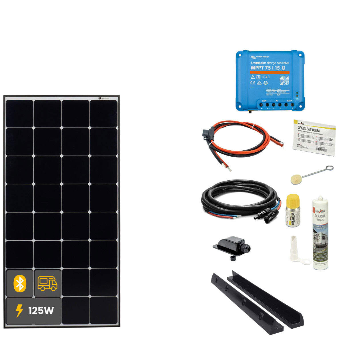 125W Daylight Motorhome Solar System SOLA Frame Black