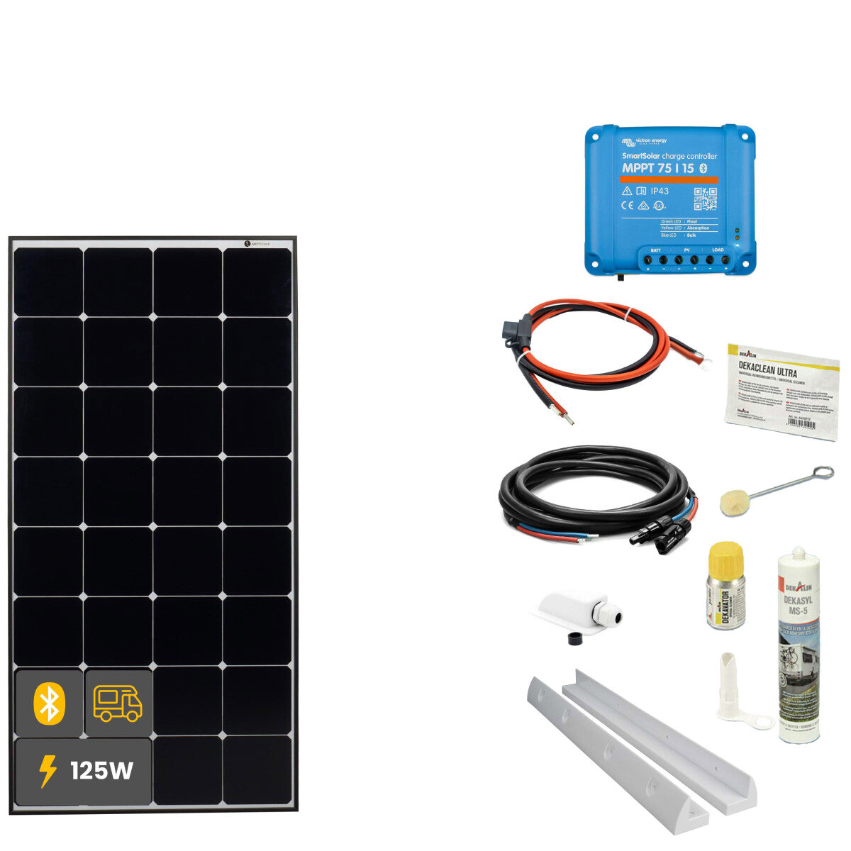 125W Daylight Motorhome Solar System SOLA Frame White