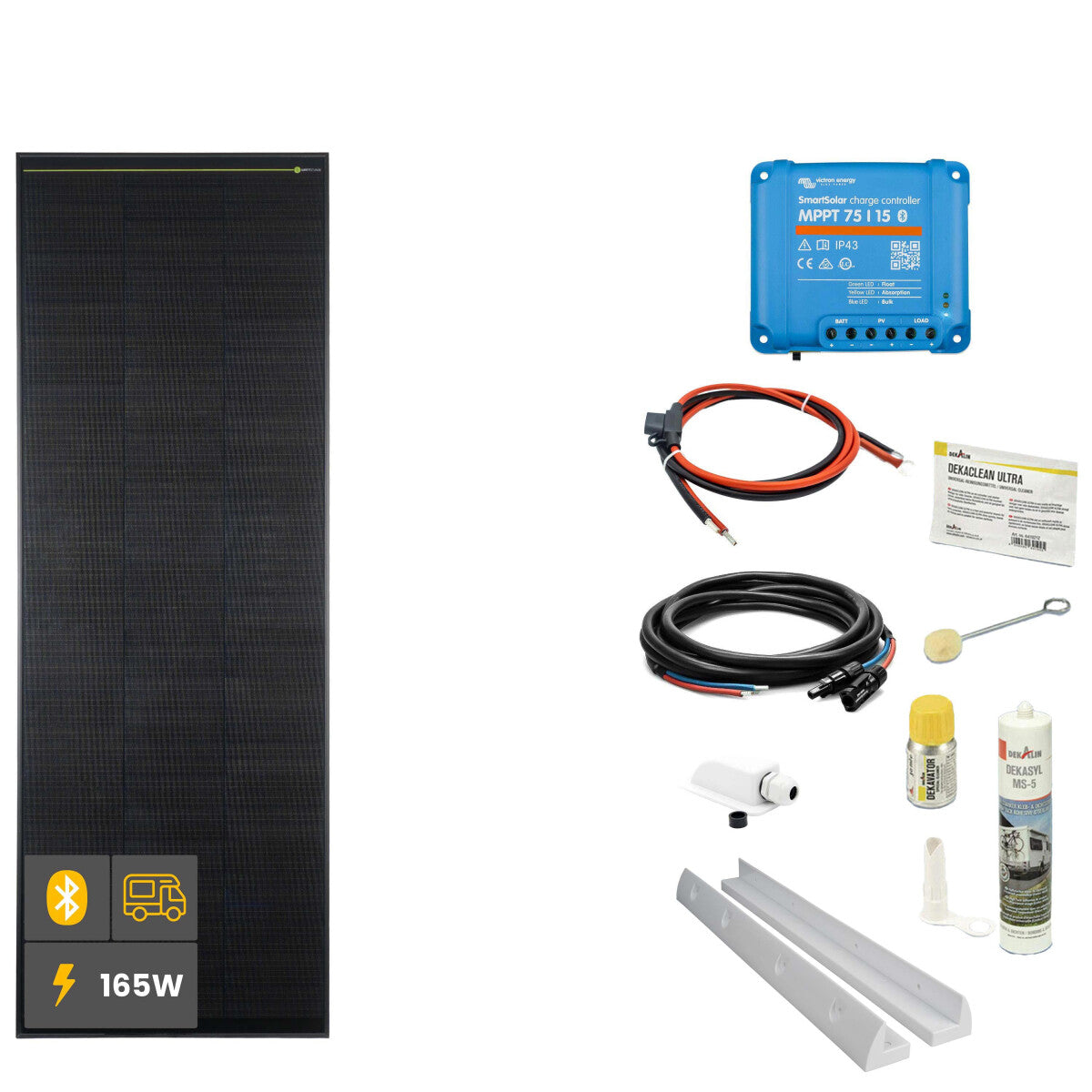 165 W SOLA Frame Black Motorhome Complete Set White