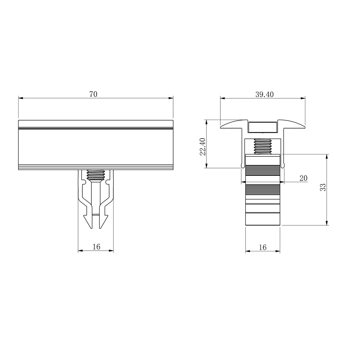204-00102 - Hausdachhalterung Mittelklemmen + Verbinder (6)