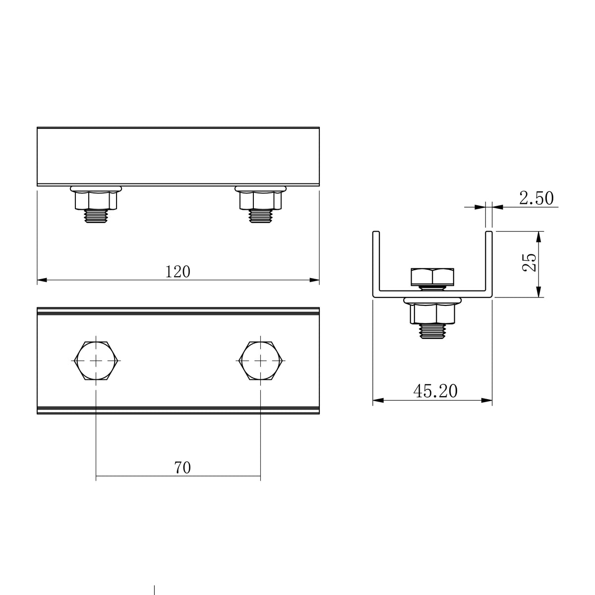 204-00102 - Hausdachhalterung Mittelklemmen + Verbinder (7)