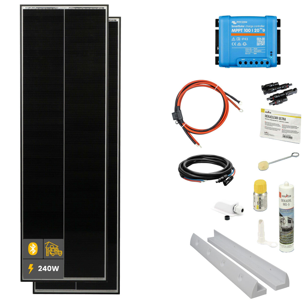 240 W HV SOLA Frame Black Wohnmobil Komplettset Weiß