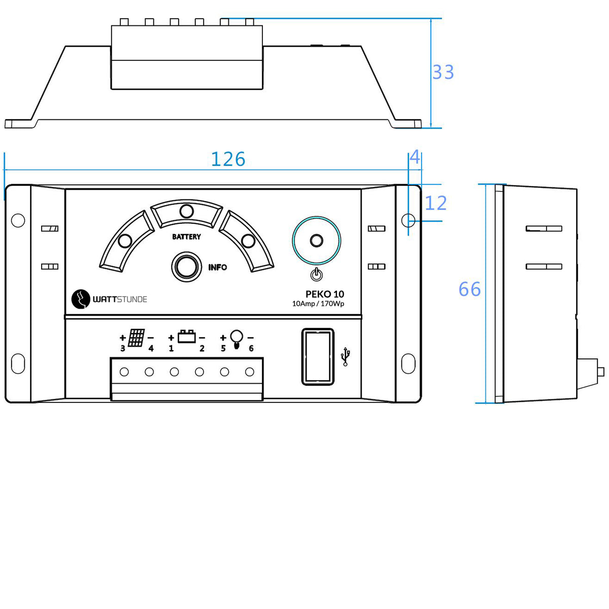 300-1002 - 10 A Solar Laderegler PEKO10 (2)