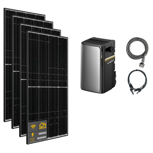 1900 W EcoFlow STREAM Ultra Balkonkraftwerk | Set mit Mikrowechselrichter und 4x 475 W DAH bifacial Solarmodul ohne Halterung und 1,92 kWh Speicher