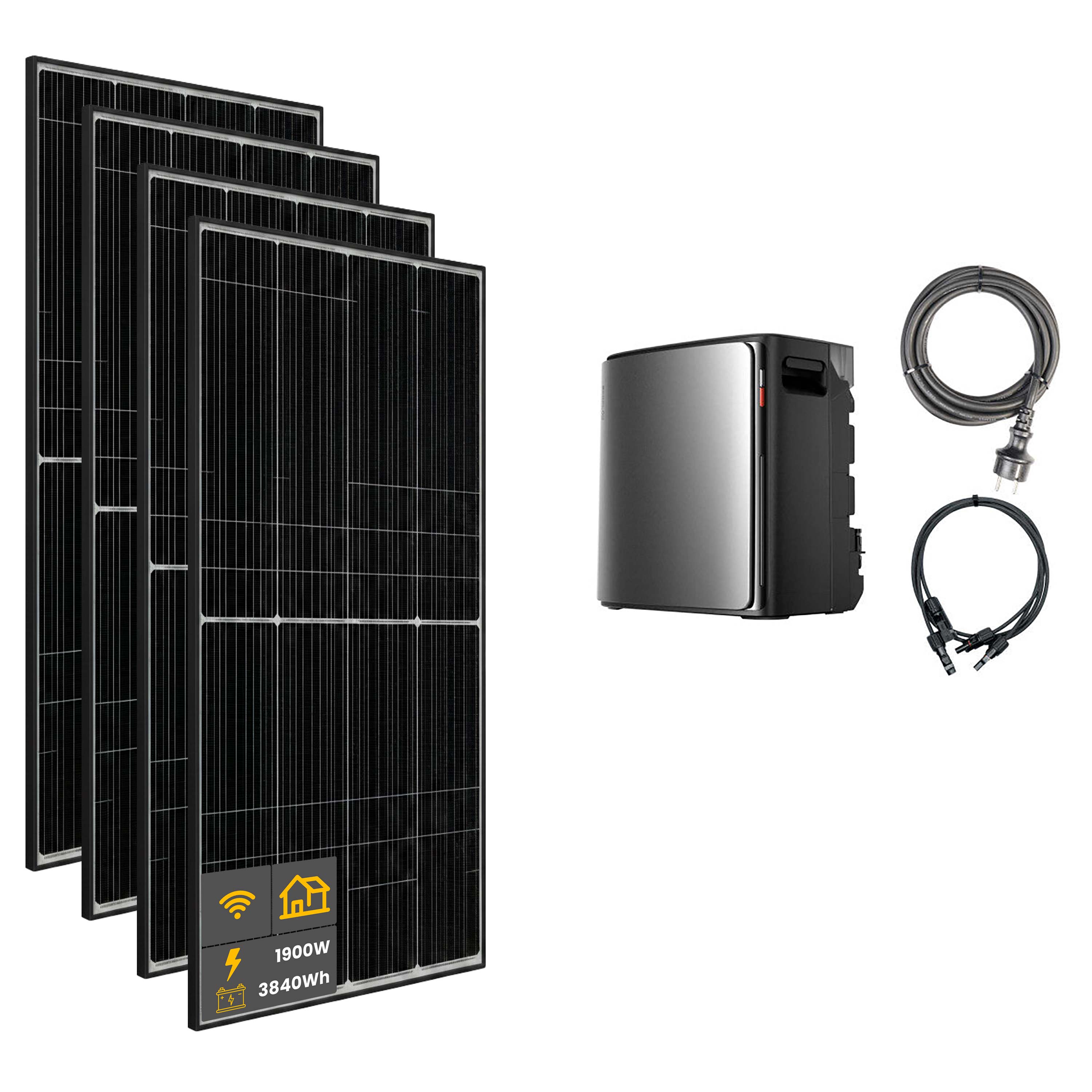 2000 W EcoFlow STREAM Ultra X Balcony Power Plant | Set with microinverter and 4x 500 W DAH bifacial solar modules without mounting brackets and 3.84 kWh storage