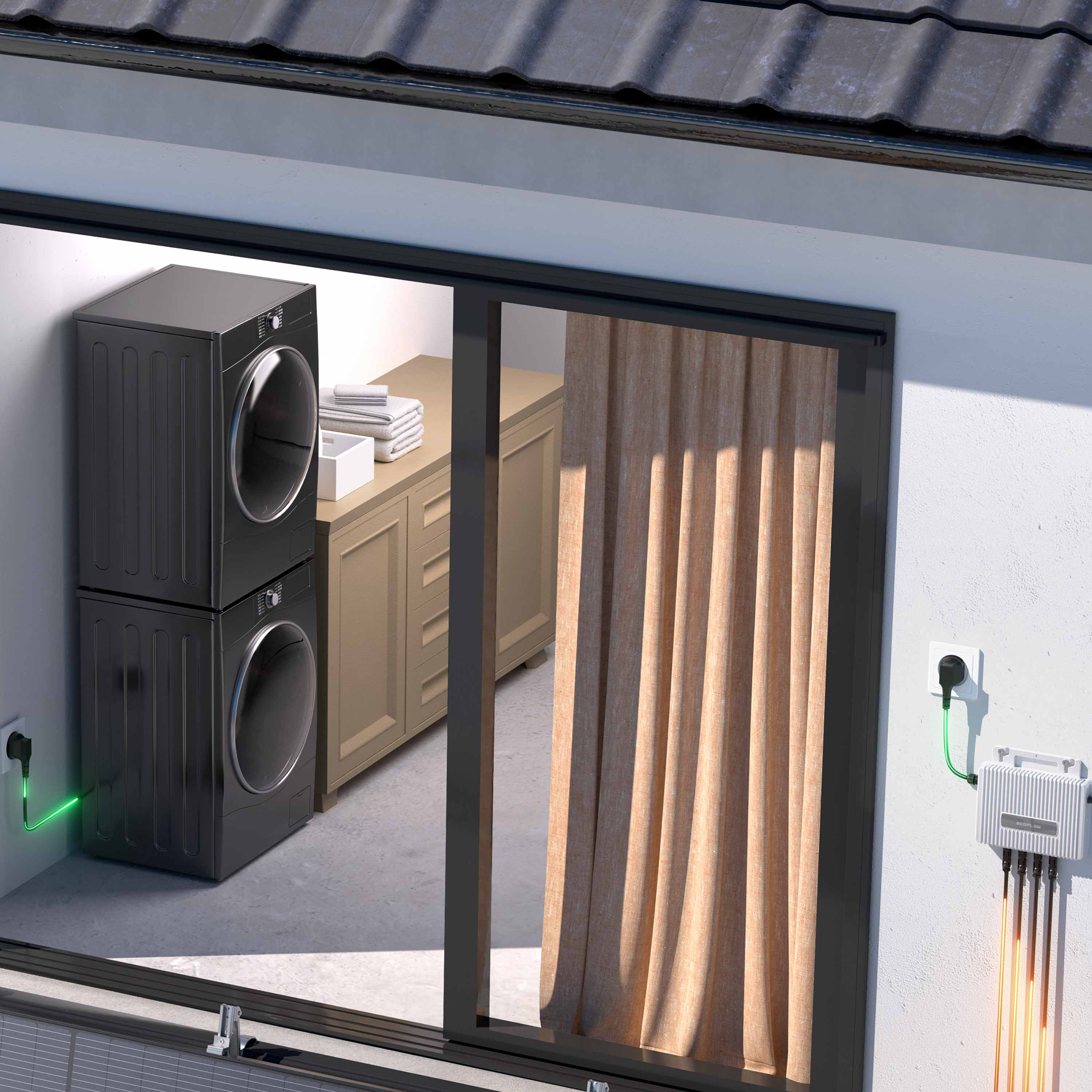 1000 W balcony power plant | Set with EcoFlow STREAM 800 W microinverter and 2x 500 W DAH solar panels without mounting bracket or storage