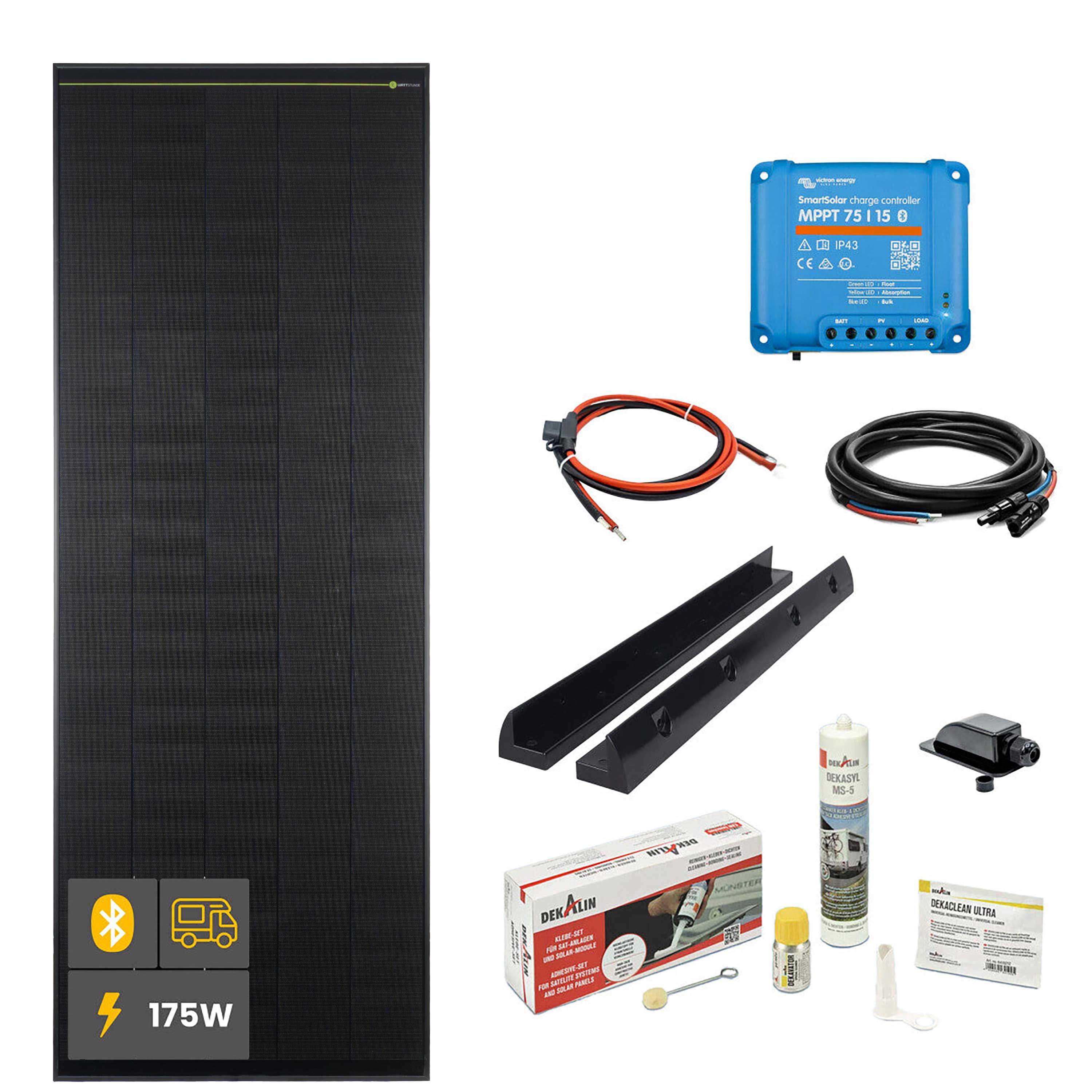 175 W SOLA Frame Black Motorhome Complete Set Black