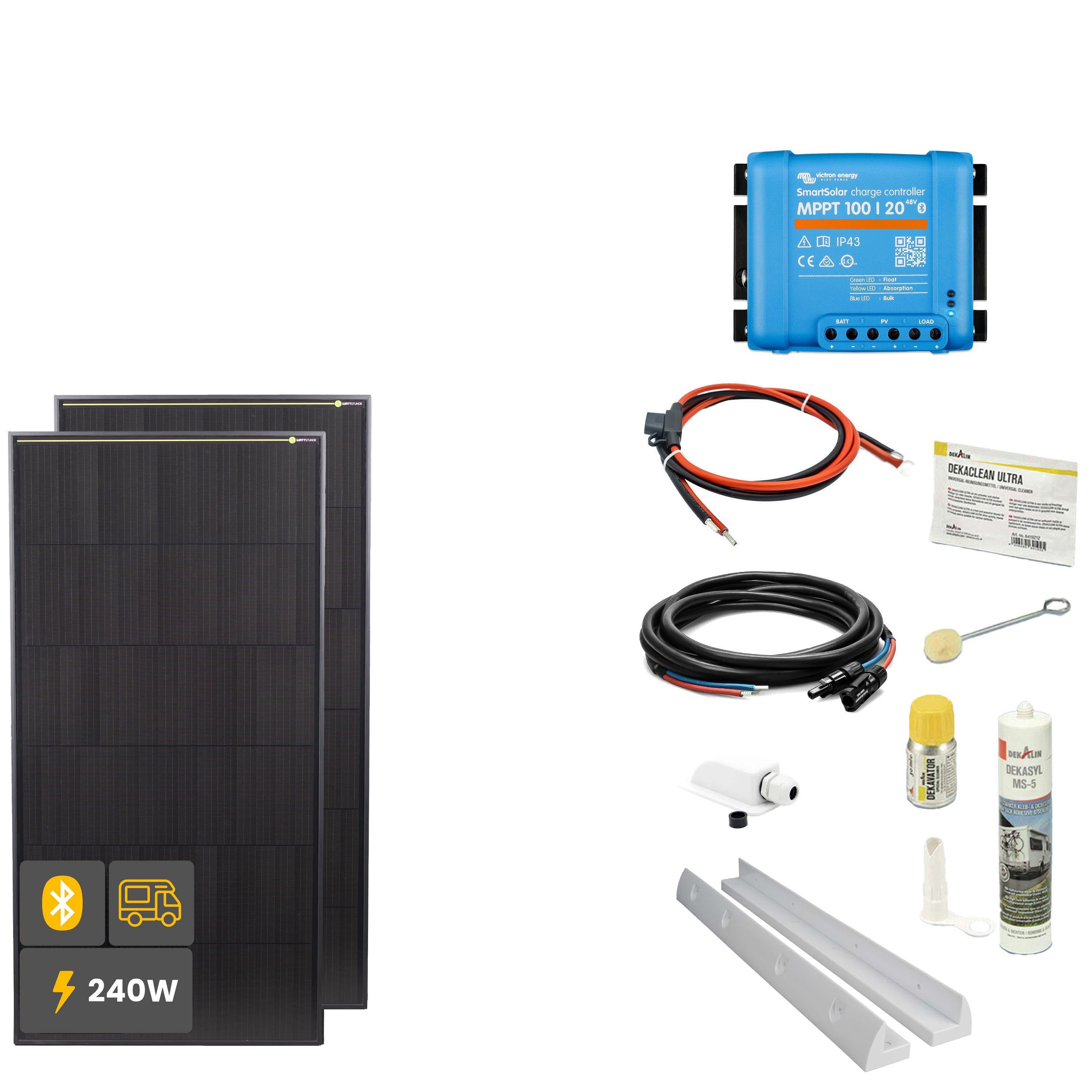 240W SOLA Frame Black Motorhome Complete Set White