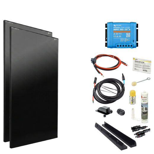 WATTSTUNDE® SOLA Frame Shadow 240 W Solarmodul-Komplettset in Schwarz mit Laderegler