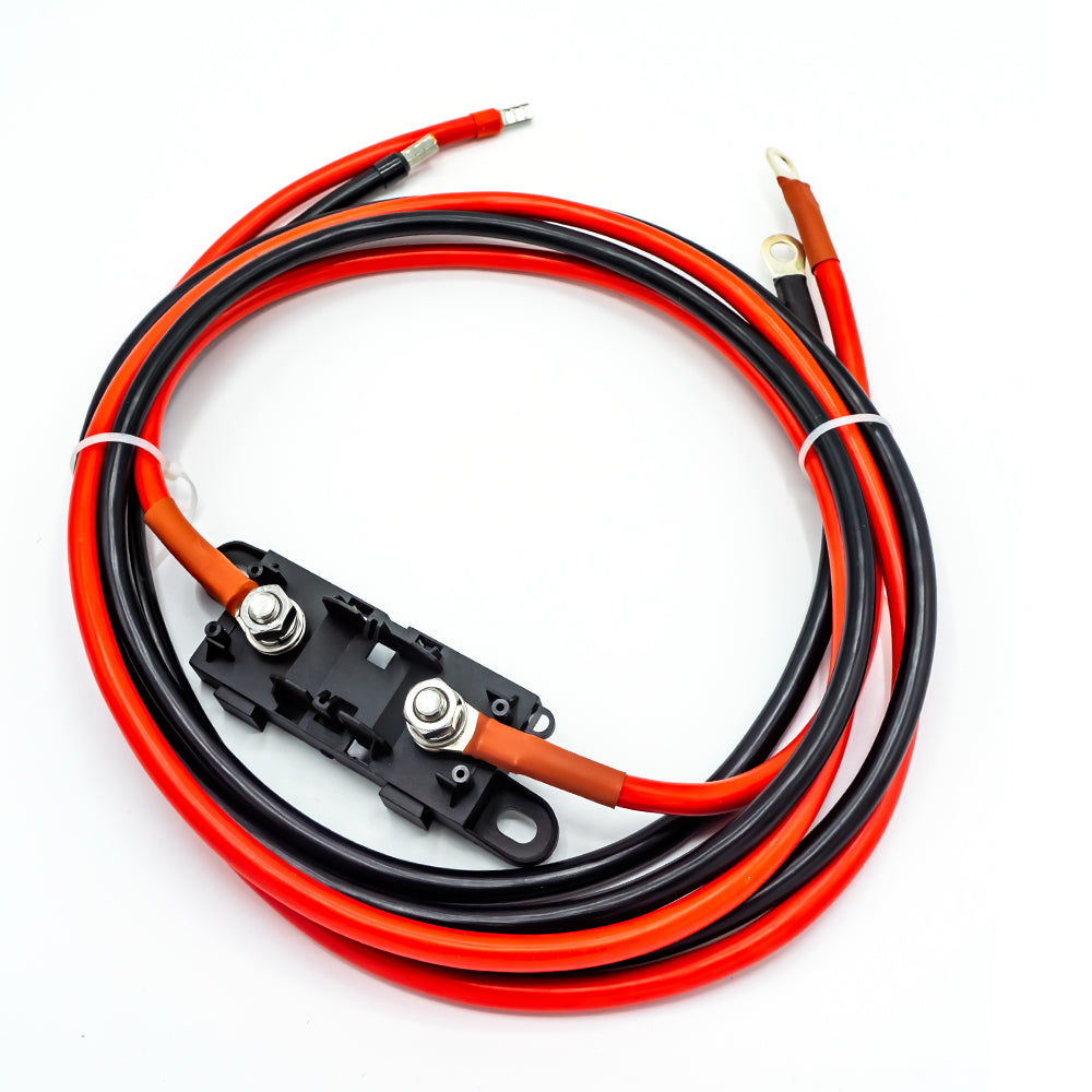 WATTSTUNDE® Fuse Cable (with fuse holder) 2 x 16 mm² M8/ferrule 2 m red/black