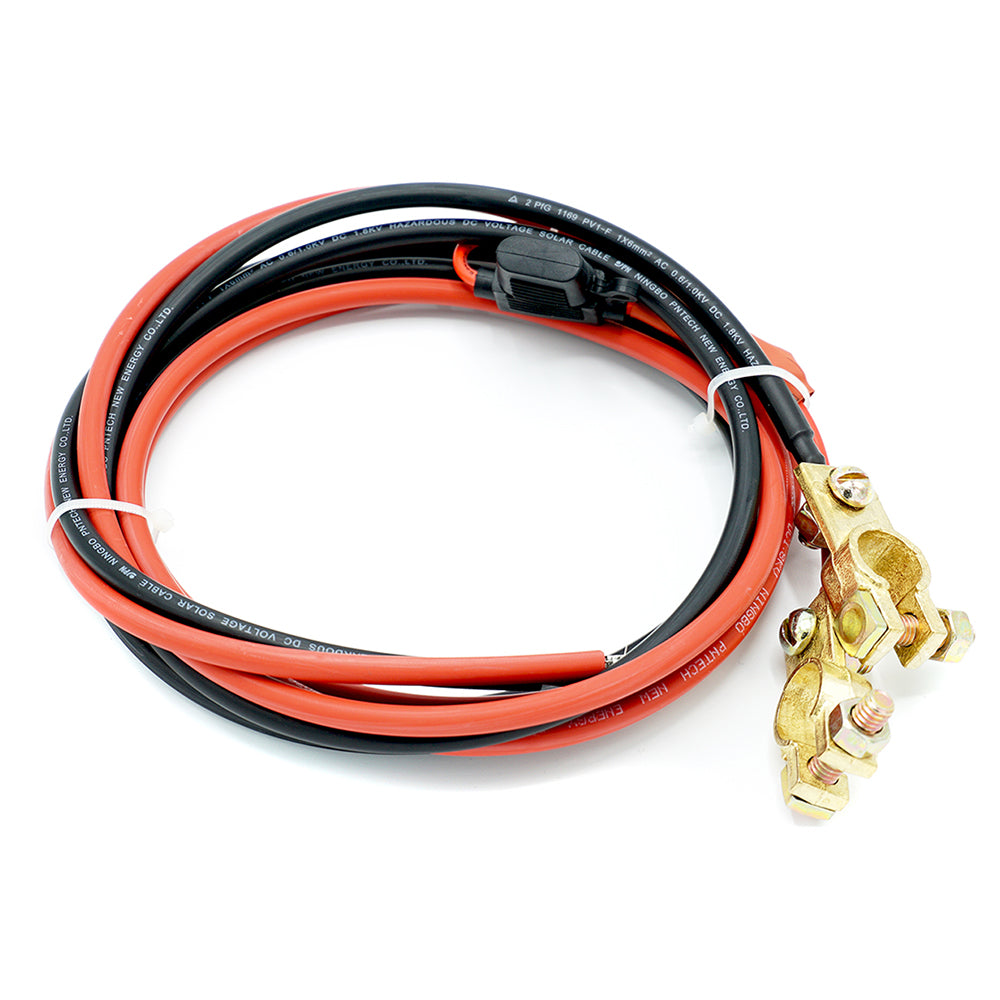 WATTSTUNDE® 6 mm² battery connection cable BAKA30 with 30 A fuse and terminal clamps in set