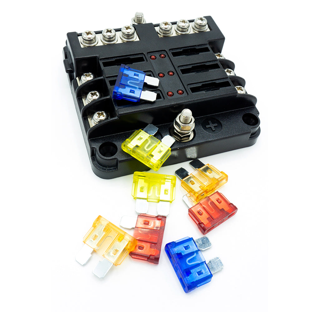 WATTSTUNDE® Plus Distributor 6 with 2 x 5 A, 10 A, 15 A, 20 A blade fuses each