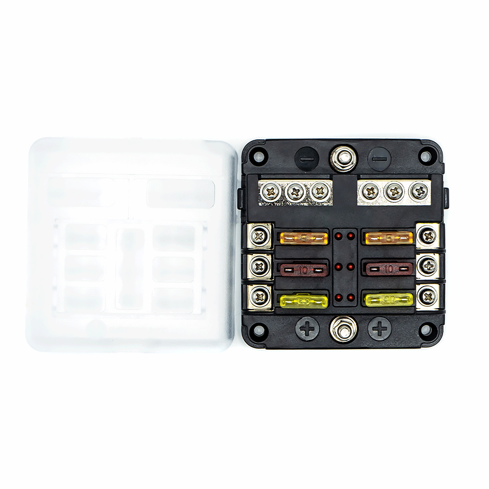WATTSTUNDE® Plus Distributor 6 with 2 x 5 A, 10 A, 15 A, 20 A blade fuses each
